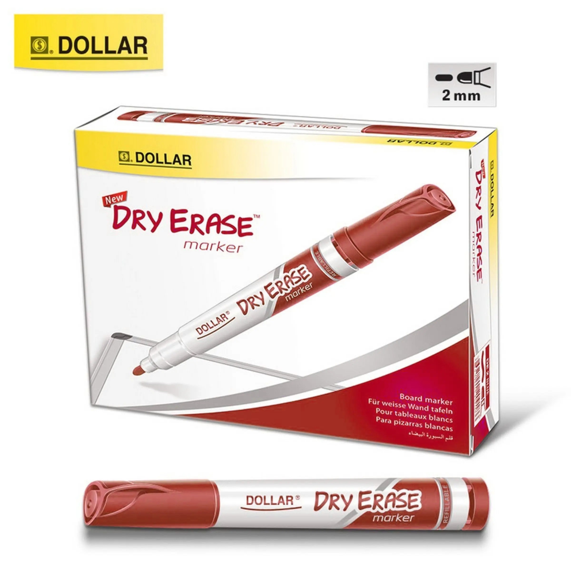 Dollar Dry Erase Board Marker Bullet Red 12 Pcs