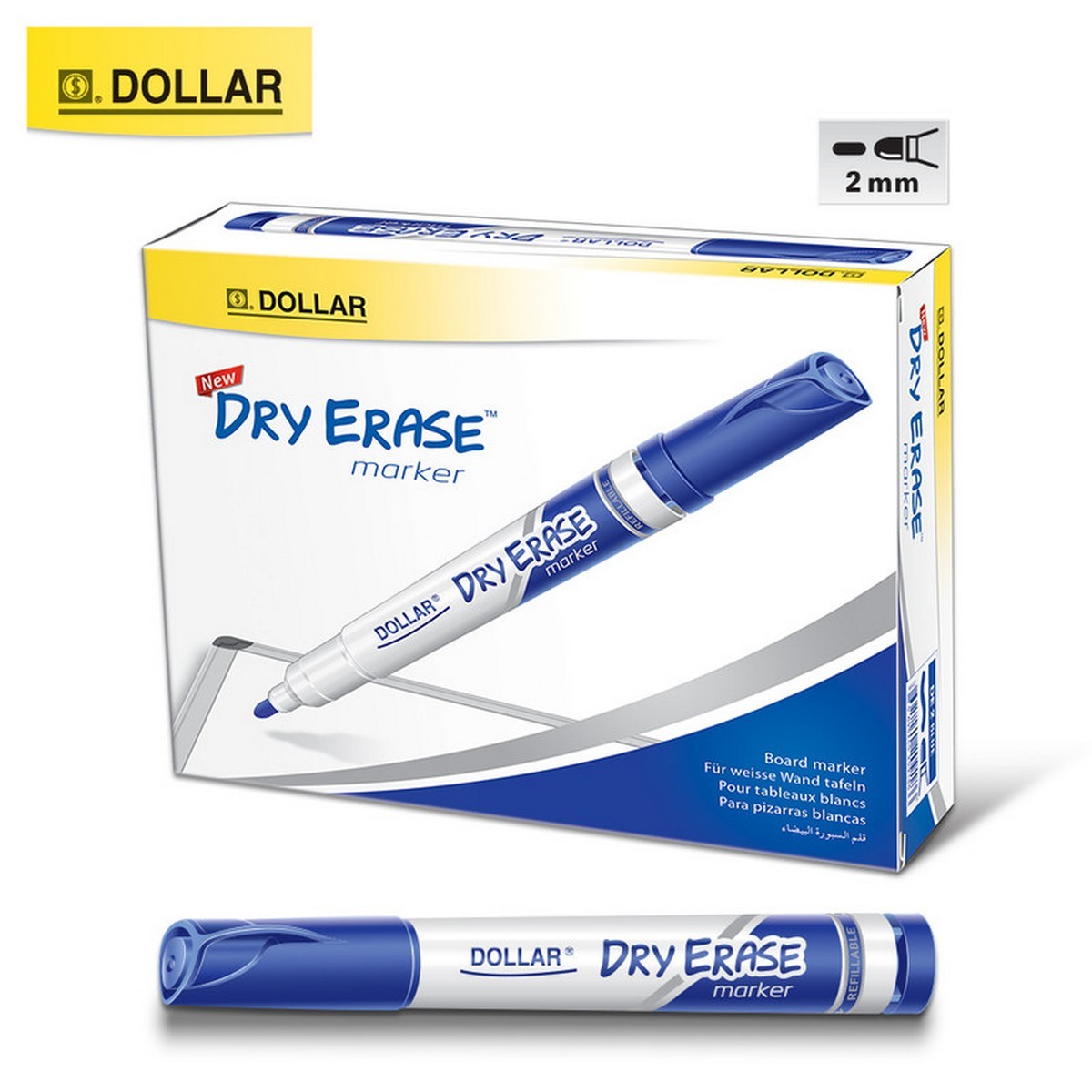 Dollar Dry Erase Board Marker Cut Blue 12 Pcs