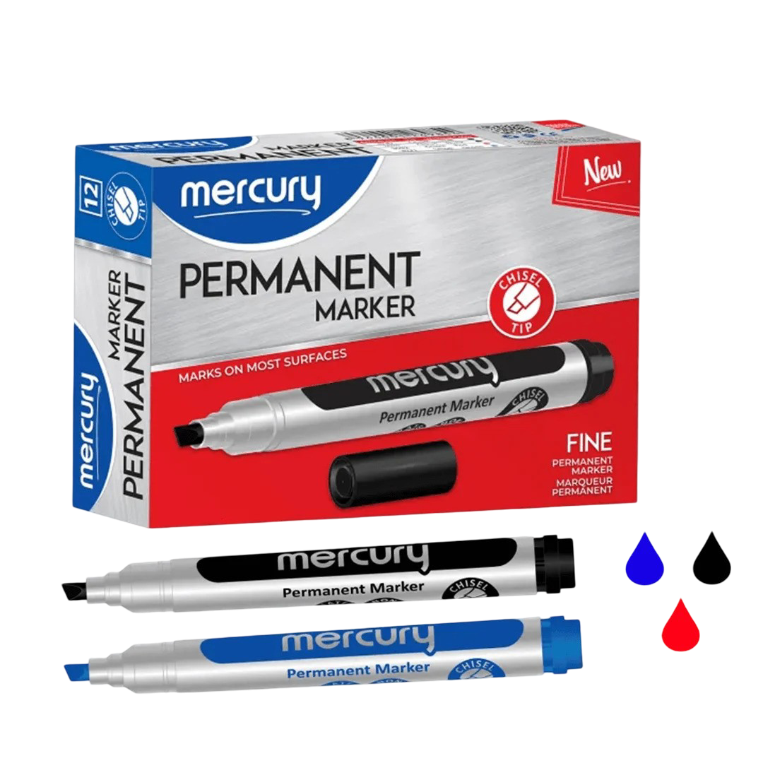 Mercury Permanent Marker Cut Black 12 Pcs