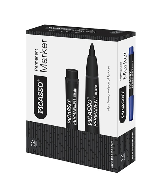 Picasso Permanent Marker Cut Black 12 Pcs