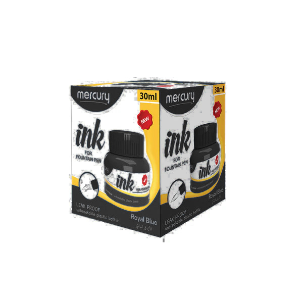 Mercury Fountain Pen Ink 30ml Black 12 Pcs