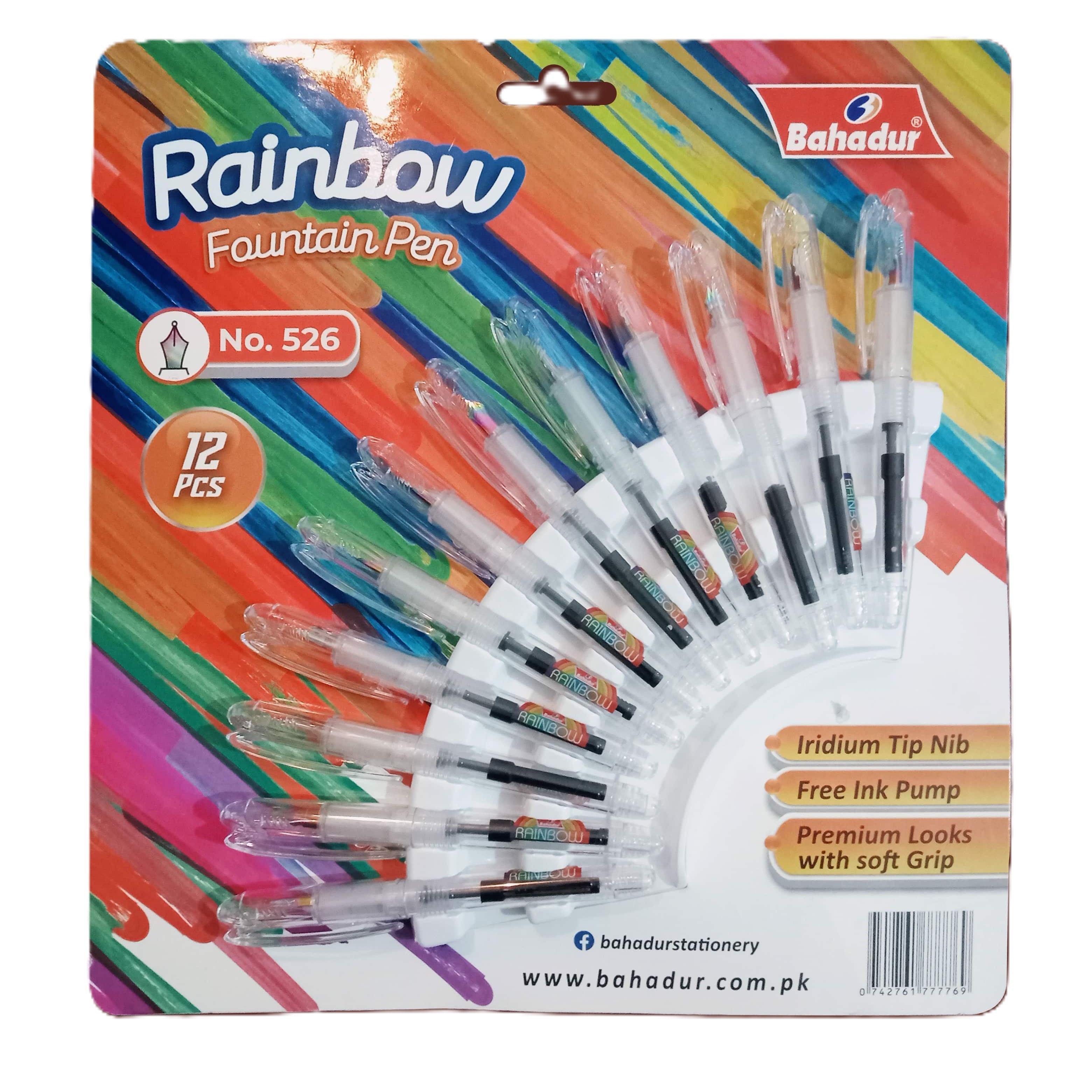 Bahadur Rainbow Ink Pen 12 Pcs